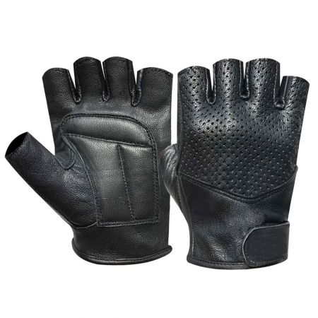 Half Finger Leather Perforations Gloves