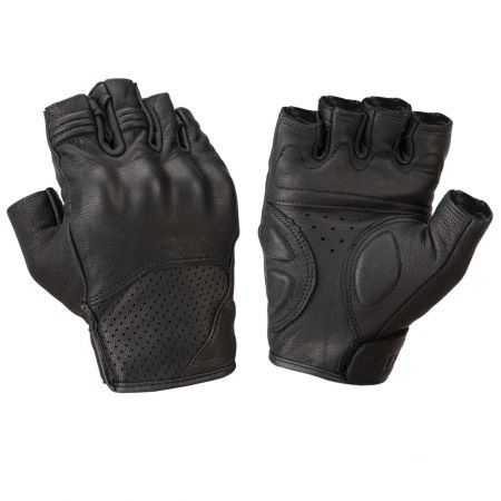 Mens Genuine Leather Half Finger Motorcycle Gloves