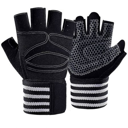 Men Half Finger Silicone Padding Fitness Gloves