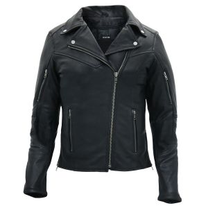 Ladies Classic Vented Motorcycle Leather Jacket