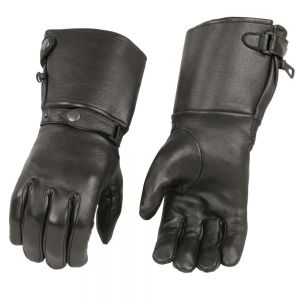 Mens Long Cuff Leather Gauntlet Racing Gloves