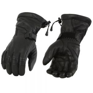 Mens Black Deerskin Gauntlet Motorcycle Gloves