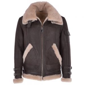 Men Luxury Double Collar Soft Sheepskin Jacket