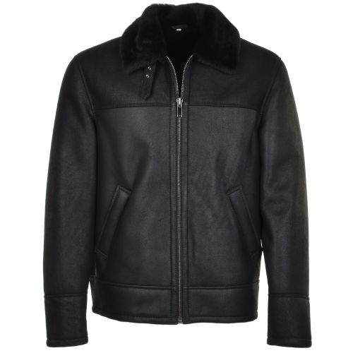 Men Loose Fit Sheepskin Leather Winter Jacket