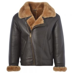 Mens Pop up collar Sheepskin Winter Jacket