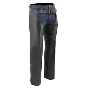 Mens Black 3-Pocket Mesh Lined Motorcycle Chap