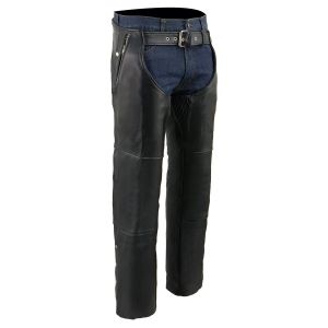 Mens Black Naked Leather Four Pockets Chap