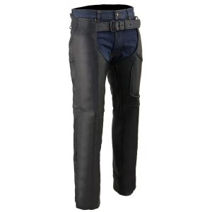 Mens Black Vented Naked Leather 3-Pockets Chap