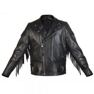 Mens Fringes Retro Leather Motorcycle Jacket