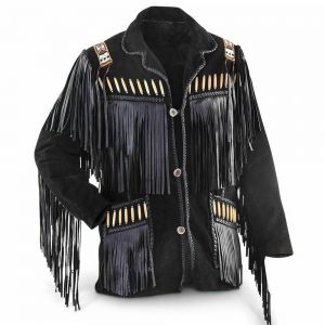 Men Bones and Beads Suede Western Jacket