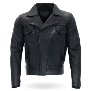 Premium Black Leather Vented Motorcycle Jacket