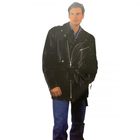 Mens Classic Long Coat Motorcycle Zipper Jacket