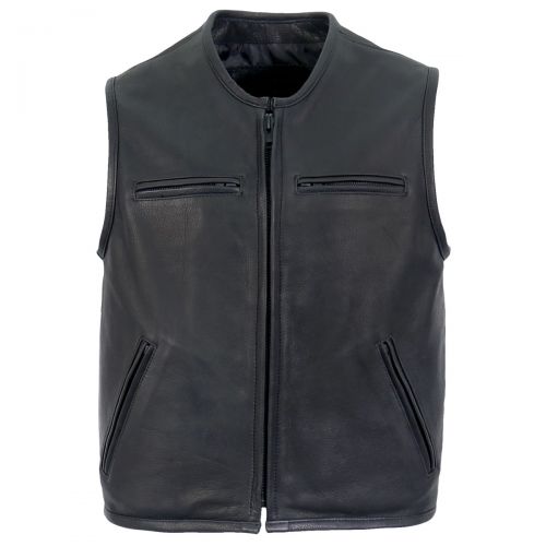 Mens Cowhide Leather Club Motorcycle Vest