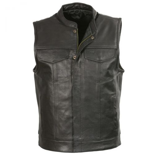 Mens Snap And Zip Front Closure Motorcycle Vest