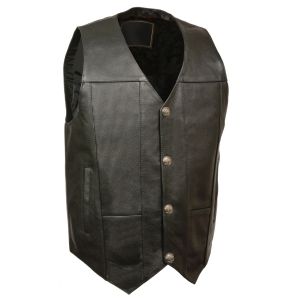 Mens Snaps Closure Motorcycle Rider Leather Vest