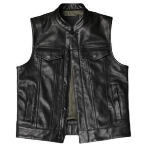 Mens Genuine Leather Mesh Perforated Breathable Vest