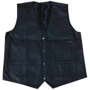 Mens Genuine Leather Four Button Vest