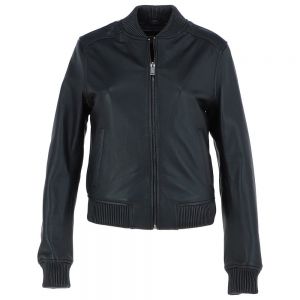 Ladies Zipper Closure Bomber Leather Jacket