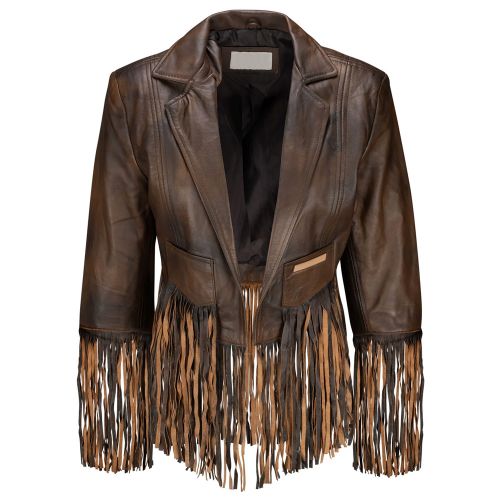 Ladies Leather Biker Fringes Jacket